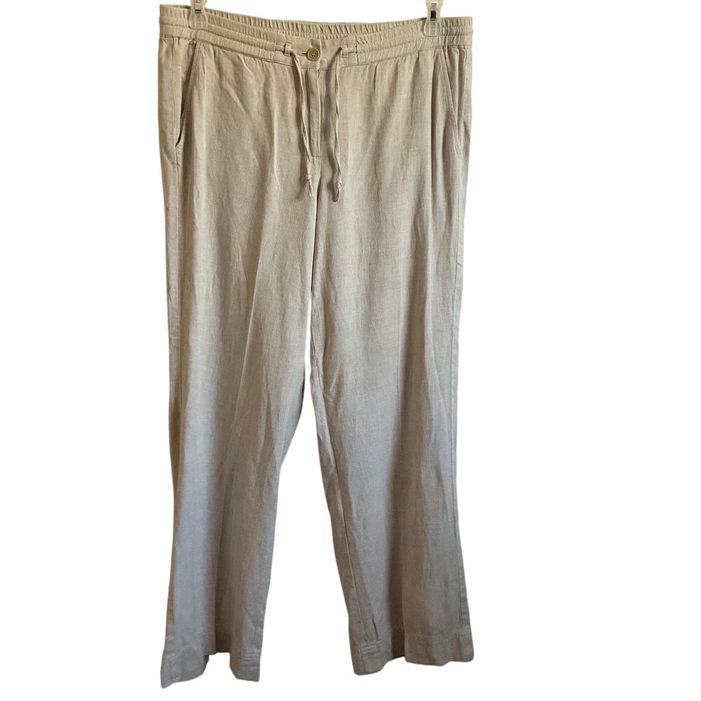 Talbots Linen Blend Straight Leg Full Length‎ Tan Pants - Size 10